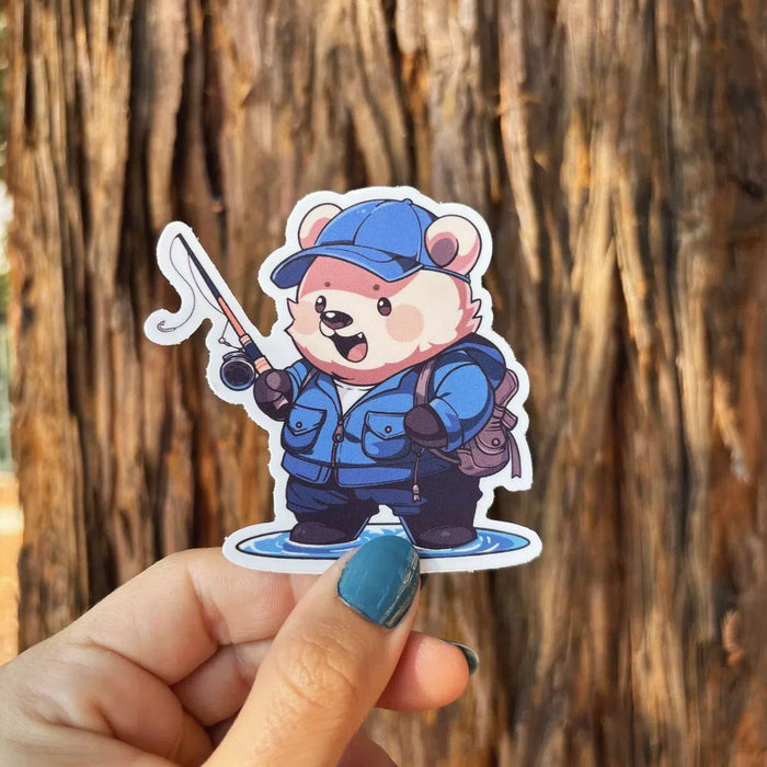 Stick With Finn Blue Bear Fisherman Sticker