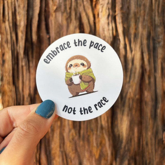 Stick With Finn Sloth "Embrace the Pace" Sticker