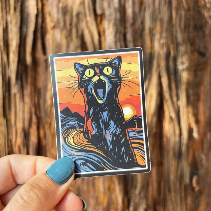 Stick With Finn The Scream Cat Portrait Sticker