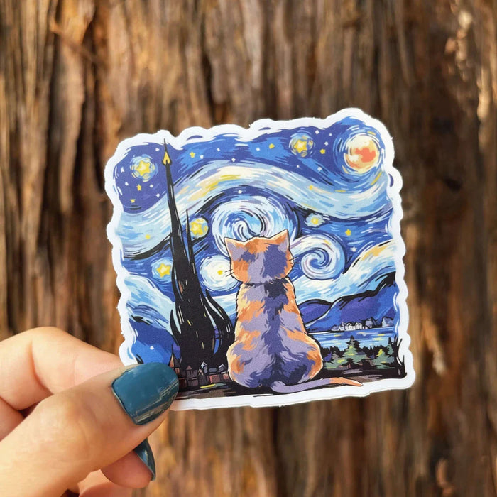 Stick With Finn Starry Night Cat Sticker