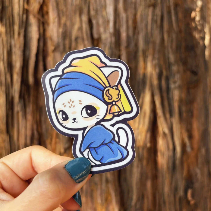 Stick With Finn Cat with a Pearl Earring Sticker