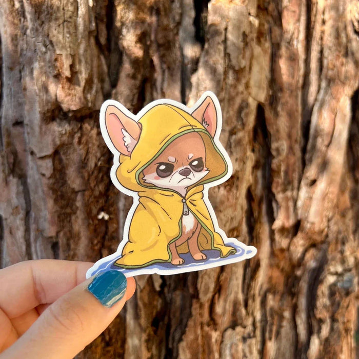 Stick With Finn Chihuahua Raincoat Sticker