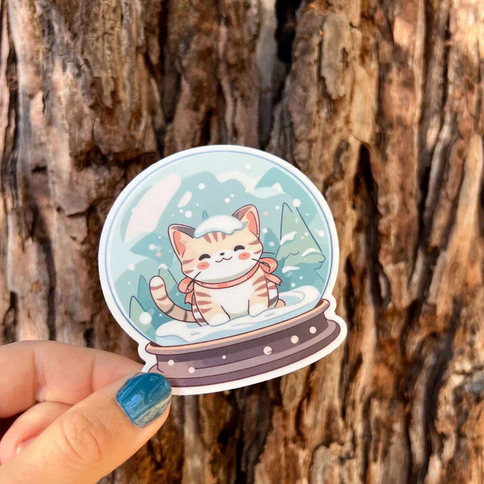 Stick With Finn Cat Snow Globe Sticker