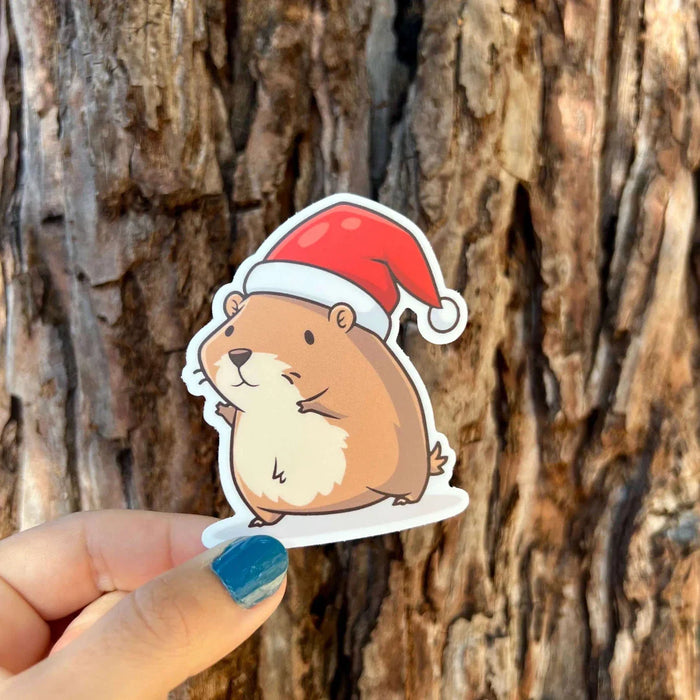 Stick With Finn Santa Hat Capybara Sticker