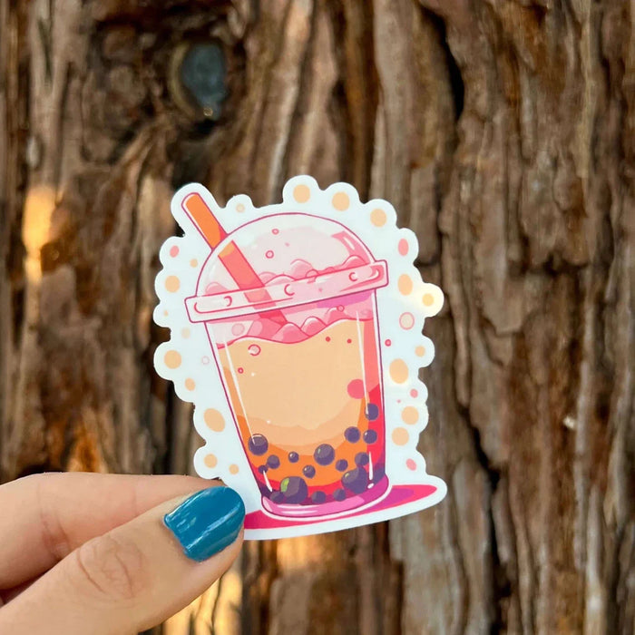 Stick With Finn Strawberry Boba Tea Sticker