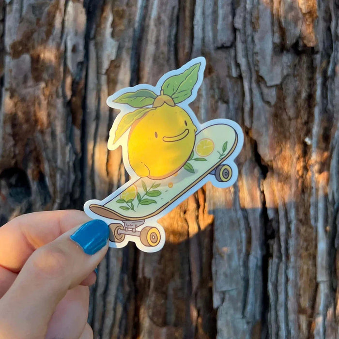 Stick With Finn Cool Skateboarding Lemon Sticker