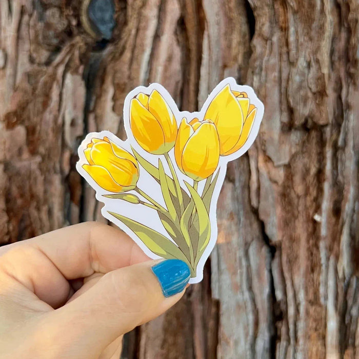 Stick With Finn Yellow Tulips Sticker