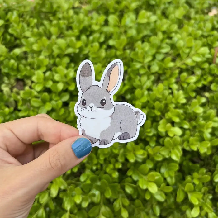 Stick With Finn Grey Cottontail Rabbit Sticker