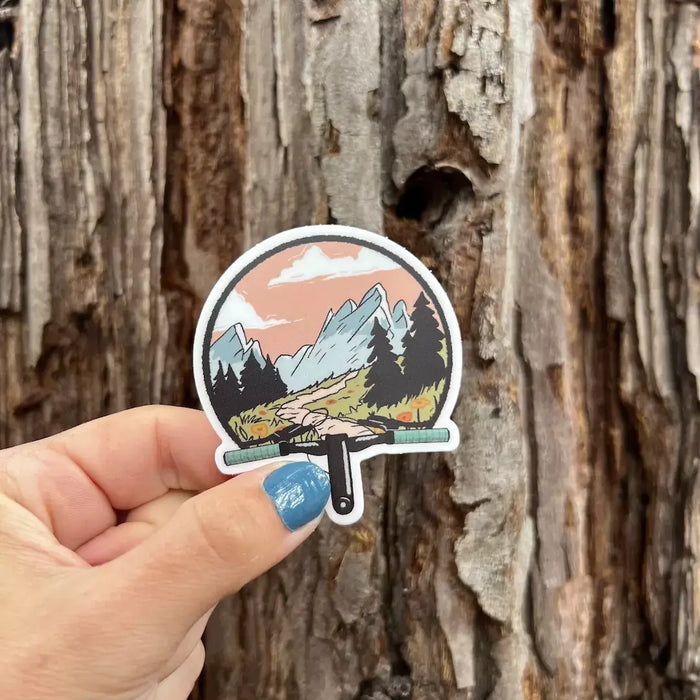 Stick With Finn Biking Through Nature Sticker