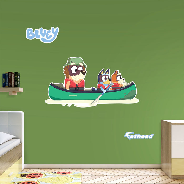 Fathead Bluey: Grandad, Bluey, Bingo Canoe Icon - Officially Licensed BBC Removable Adhesive Decal