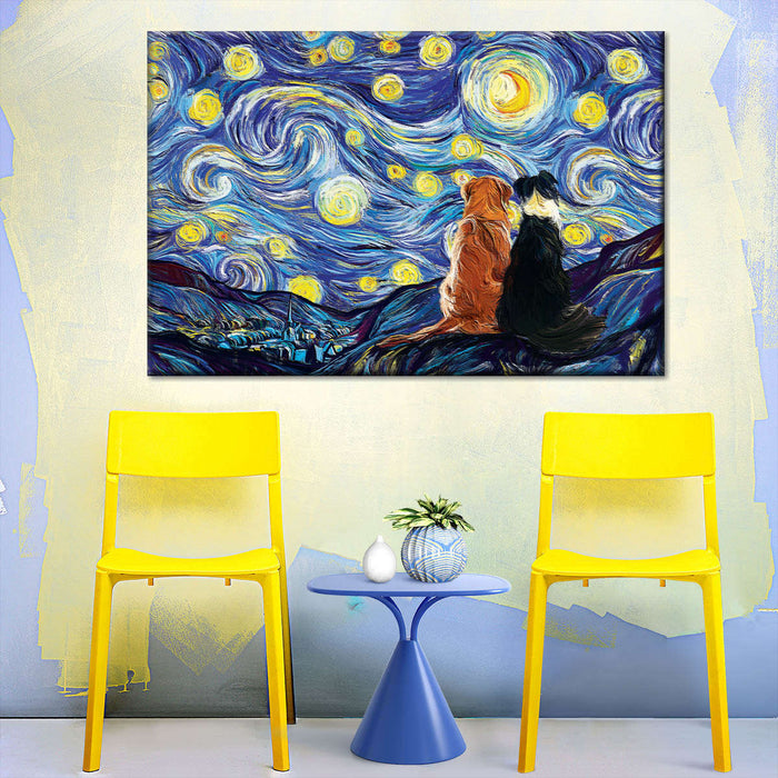 ElephantStock Dogs Journey Starry Night Wall Art