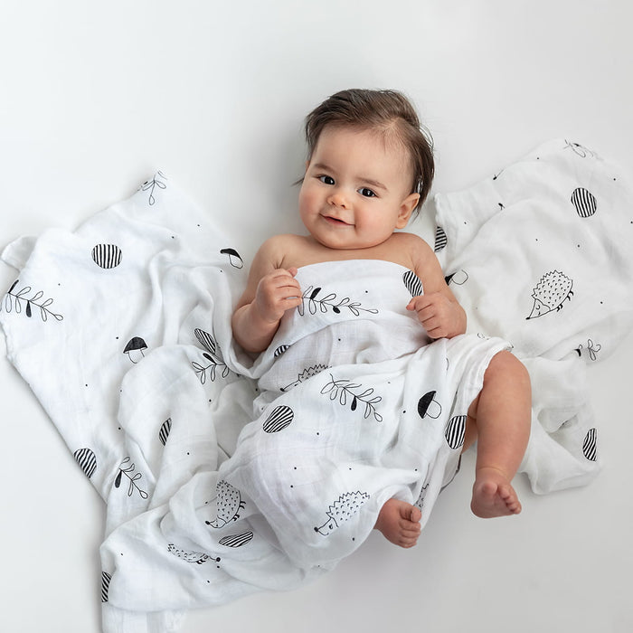 Rookie Humans Hedgehog and mushrooms bamboo swaddle