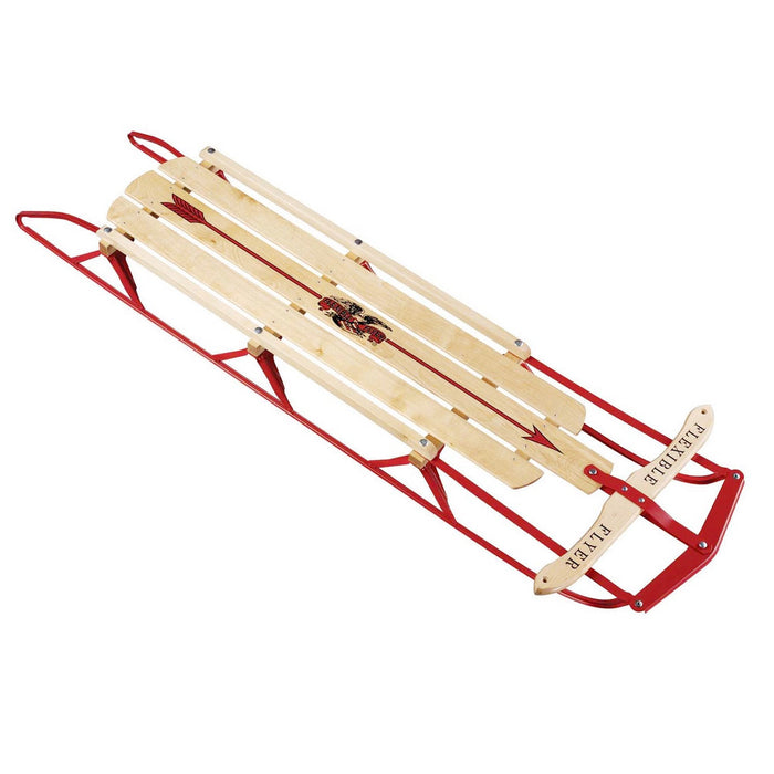 Flexible Flyer Metal Runner Steel/Wood 54" Long Snow Slider Sled for Kids, Red