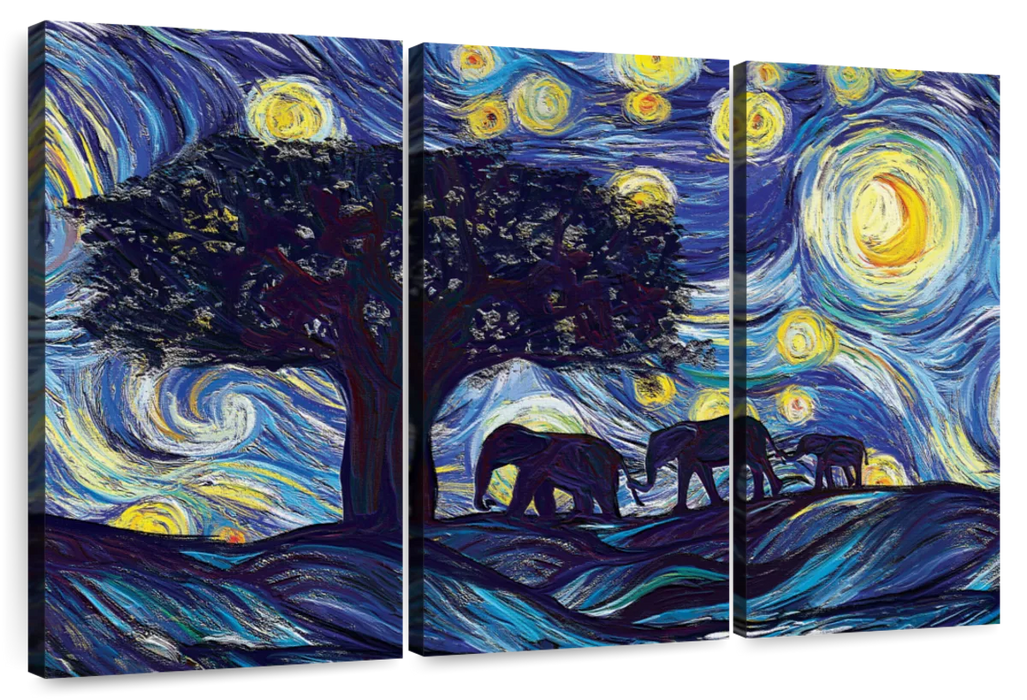 ElephantStock Elephant Family Starry Night Wall Art