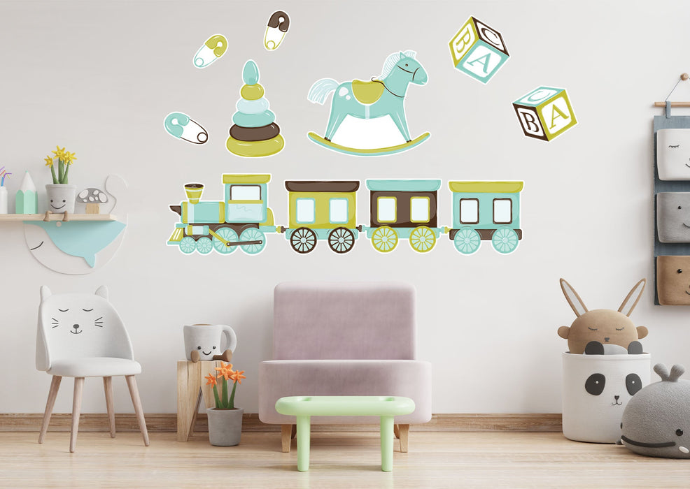 Fathead Nursery:  Green And Blue Toys Collection        -   Removable Wall   Adhesive Decal