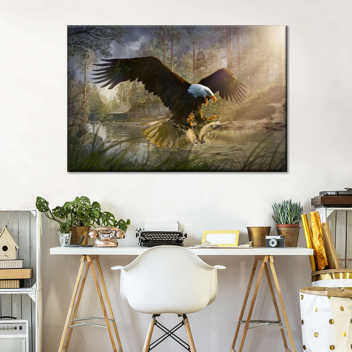 ElephantStock Bald Eagle Catching Fish Wall Art