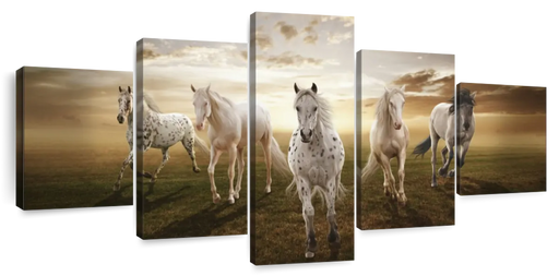 ElephantStock Dramatic White Horses Wall Art