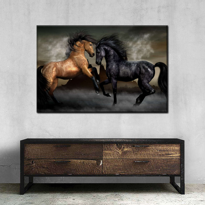 ElephantStock Clashing Wild Horses Wall Art