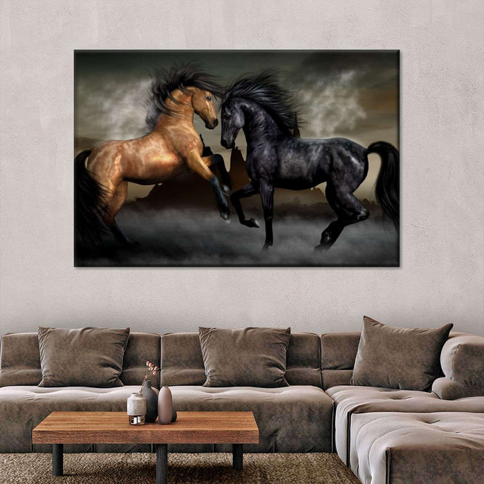 ElephantStock Clashing Wild Horses Wall Art