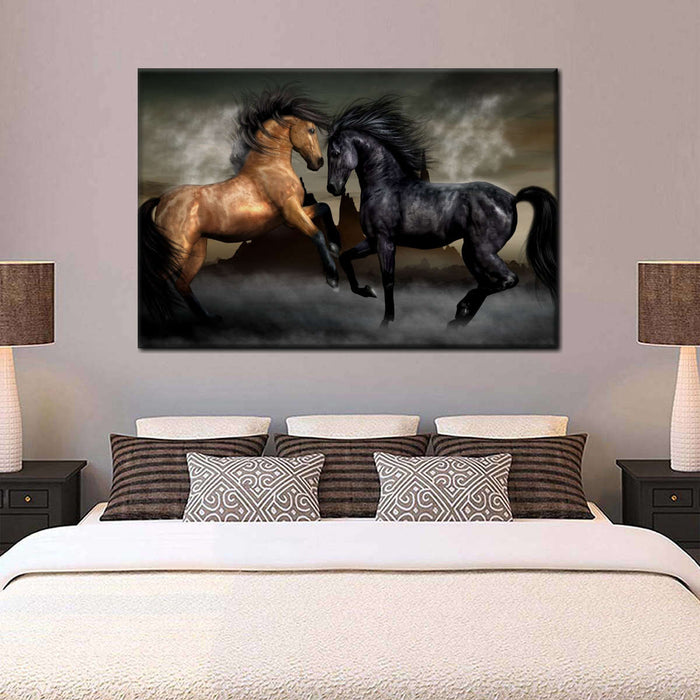 ElephantStock Clashing Wild Horses Wall Art