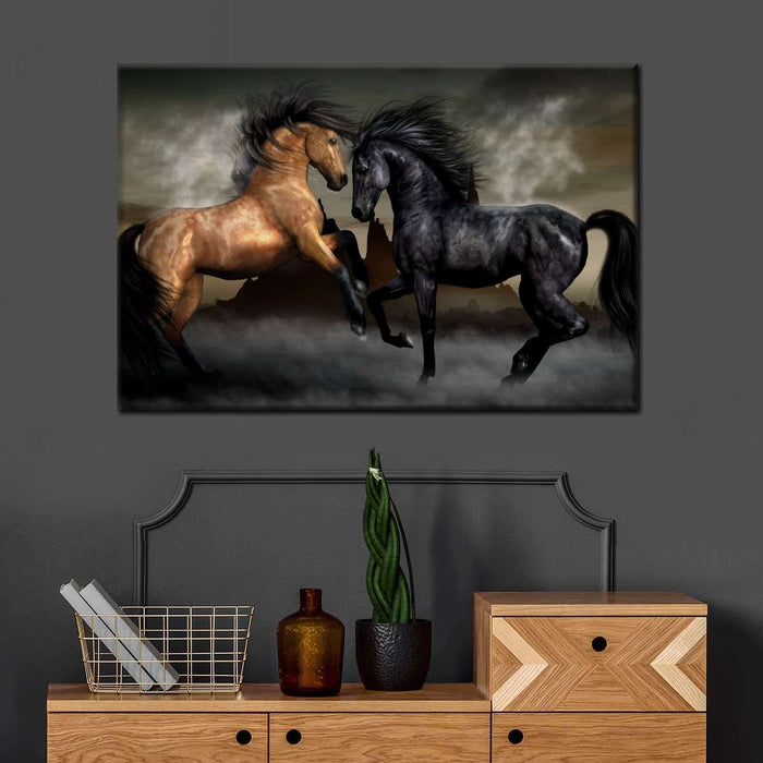 ElephantStock Clashing Wild Horses Wall Art