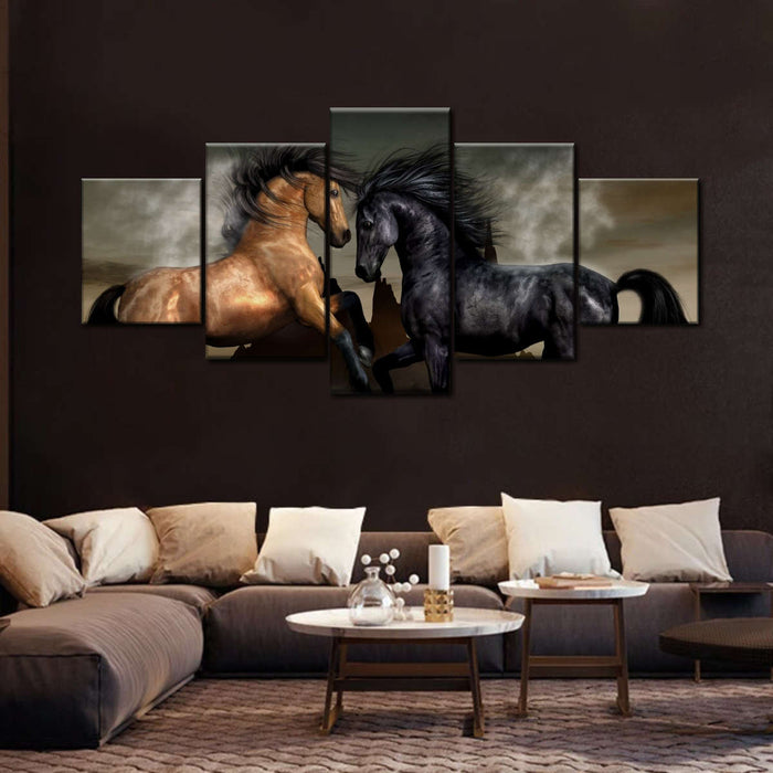 ElephantStock Clashing Wild Horses Wall Art