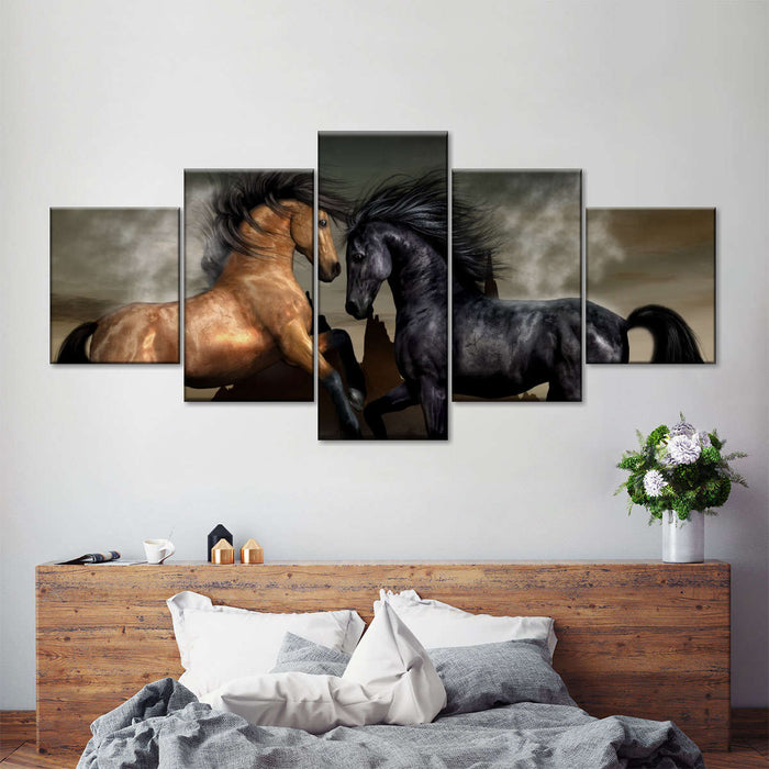 ElephantStock Clashing Wild Horses Wall Art