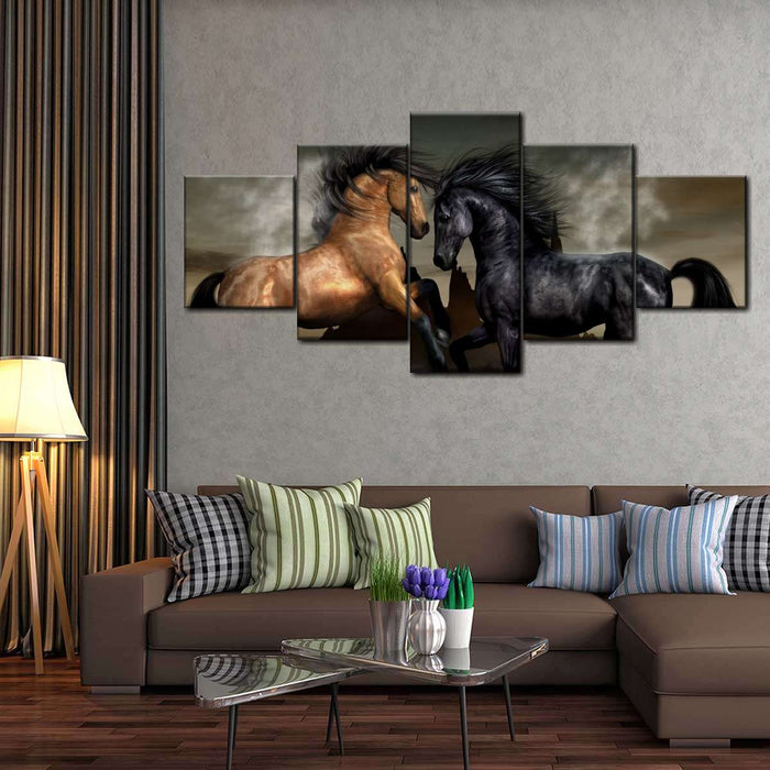 ElephantStock Clashing Wild Horses Wall Art