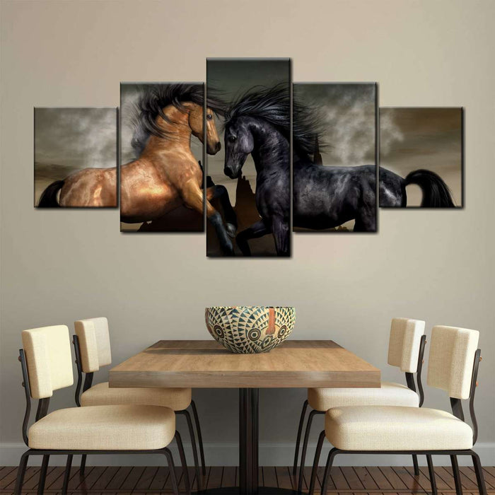 ElephantStock Clashing Wild Horses Wall Art