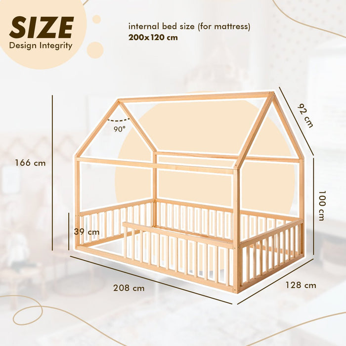 Goodevas Montessori House Bed for Kids with Fence (200х120 cm)