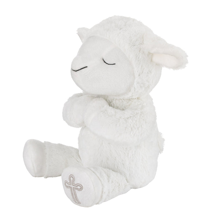 Little Love by NoJo White Plush Lamb with Praying Hands and Embroidered Cross