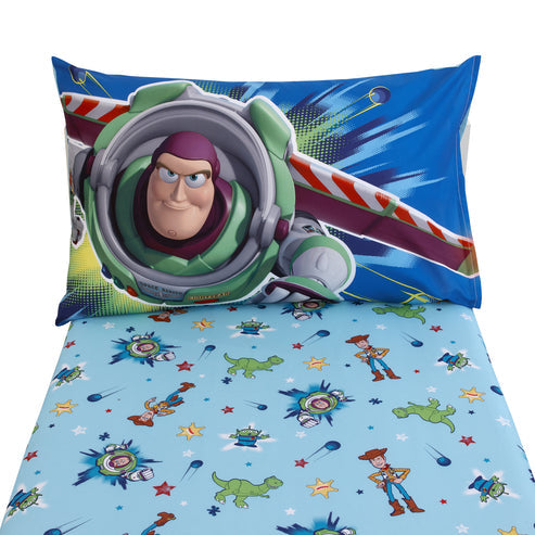 Disney Toy Story Power Up 2 Pack Super Soft Fitted Toddler Sheet and Pillowcase Set