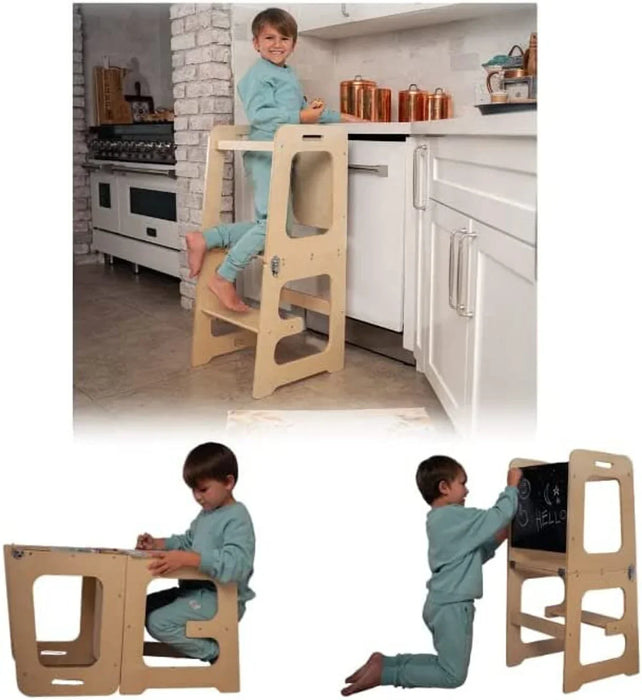 Avenlur Date - 4 in 1 Kitchen Tower, Desk, Step Stool and Chalkboard