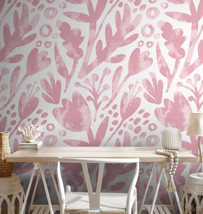 Ondecor Wallpaper Peel and Stick Wallpaper Removable Wallpaper Home Decor Wall Art Wall Decor Room Decor / Cute Pink Floral Wallpaper - X182