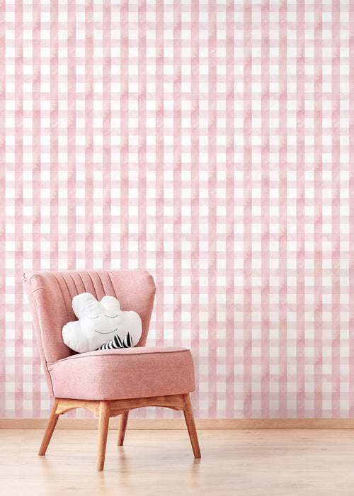 Ondecor Pink Gingham Wallpaper / Peel and Stick Wallpaper Removable Wallpaper Home Decor Wall Art Wall Decor Room Decor - D011