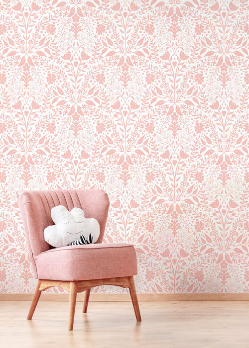 Ondecor Pink Boho Floral Wallpaper / Peel and Stick Wallpaper Removable Wallpaper Home Decor Wall Art Wall Decor Room Decor - D040
