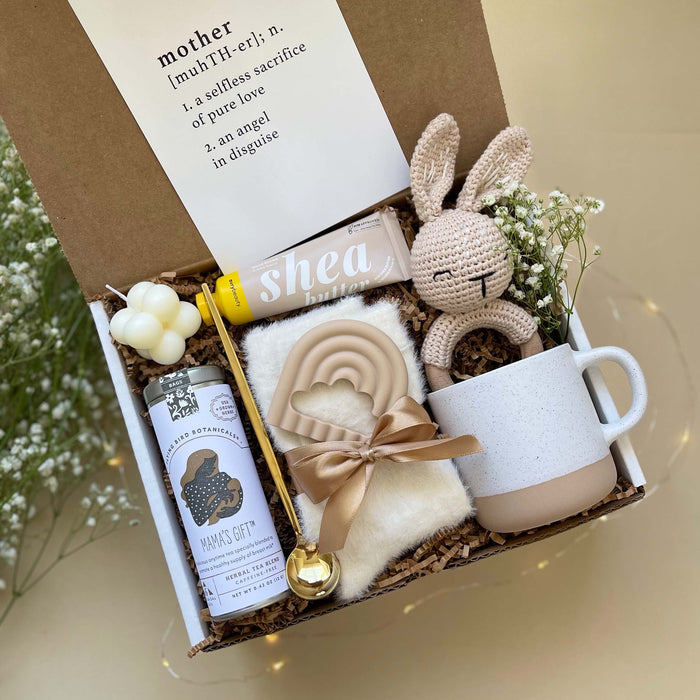 Happy Hygge Gifts Deluxe New Mom & Baby Gift Box for Women After Birth