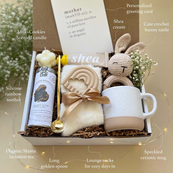 Happy Hygge Gifts Deluxe New Mom & Baby Gift Box for Women After Birth