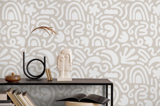 Ondecor Neutral Matisse Style Peel and Stick Removable Wallpaper Room Decor - D191