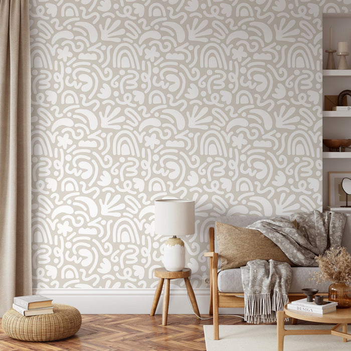 Ondecor Neutral Matisse Style Peel and Stick Removable Wallpaper Room Decor - D191