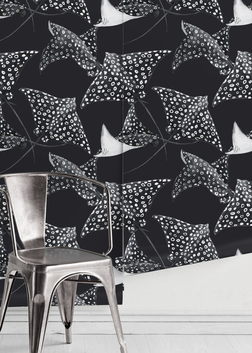 Ondecor Black Stingray Peel and Stick Removable Wallpaper Room Decor - D543