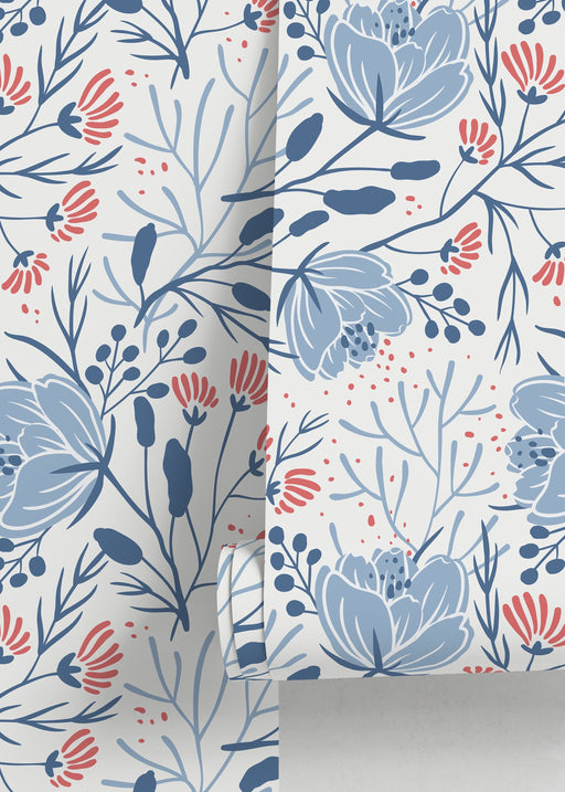 Ondecor Blue Floral Scandinavian Wallpaper Home Decor Room Decor - D151