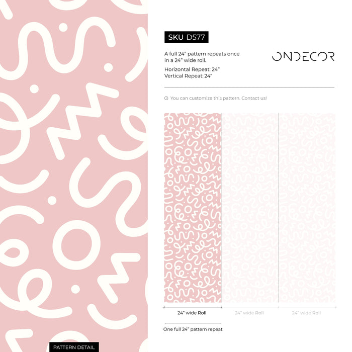 Ondecor Pink Abstract Wallpaper Nursery Wallpaper Modern Wallpaper Peel and Stick Wallpaper Home Decor - D577