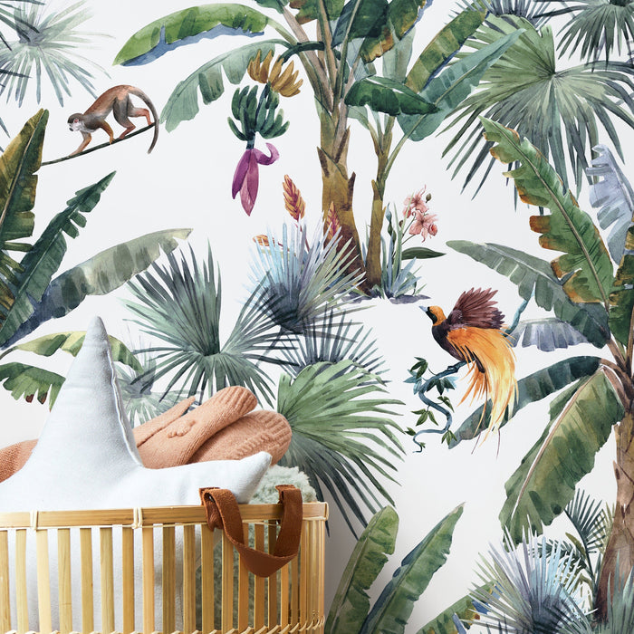 Ondecor Tropical Jungle Botanical Peel and Stick and Traditional Wallpaper - D645