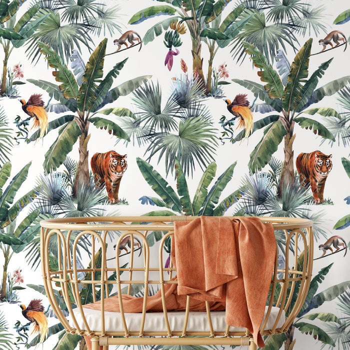 Ondecor Tropical Jungle Botanical Peel and Stick and Traditional Wallpaper - D645