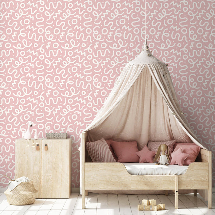 Ondecor Pink Abstract Wallpaper Nursery Wallpaper Modern Wallpaper Peel and Stick Wallpaper Home Decor - D577