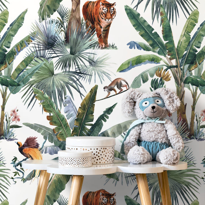 Ondecor Tropical Jungle Botanical Peel and Stick and Traditional Wallpaper - D645