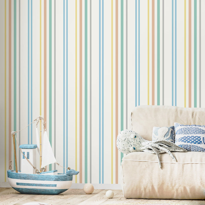 Ondecor Colorful Striped Farmhouse Wallpaper Peel and Stick and Traditional Wallpaper - D786