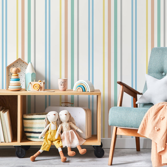 Ondecor Colorful Striped Farmhouse Wallpaper Peel and Stick and Traditional Wallpaper - D786