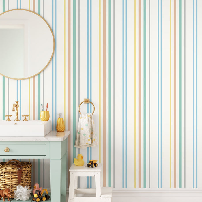 Ondecor Colorful Striped Farmhouse Wallpaper Peel and Stick and Traditional Wallpaper - D786